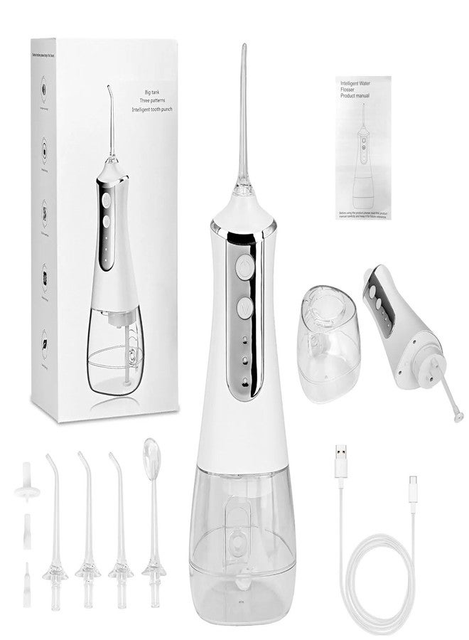 AARAM Rechargeable Dental Flosser Oral Irrigator with 300ml Water Tank | 5 Modes | 8 Replaceable Jet Tips |IPX7 Waterproof (White) - Image 2